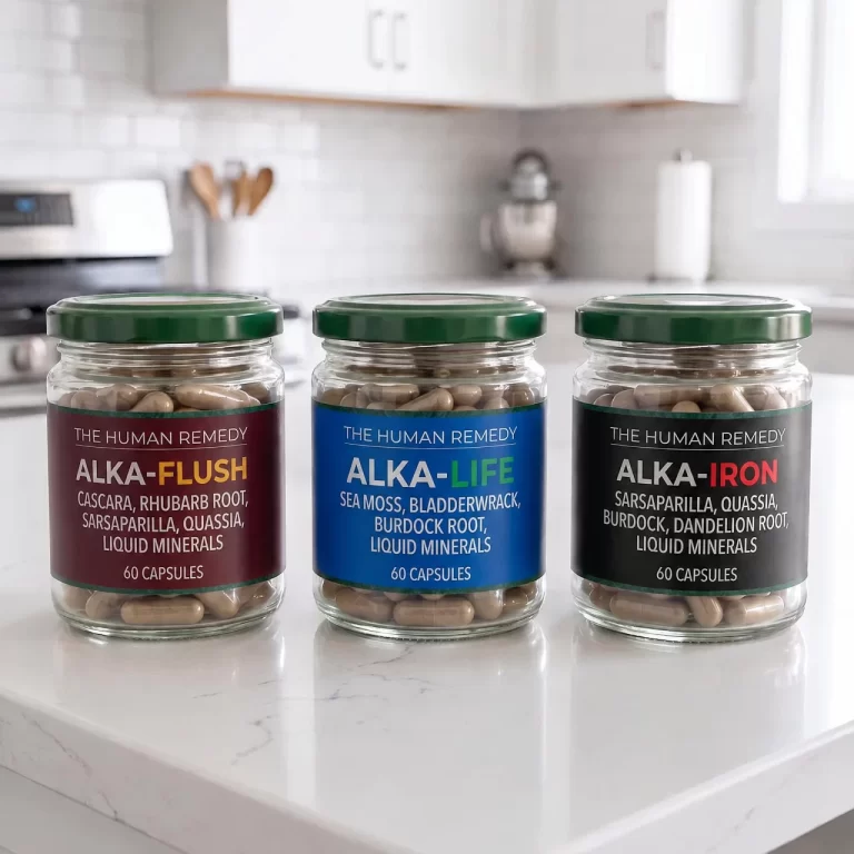 ALKA-FLUSH, ALKA-LIFE and ALKA-IRON, the three jars of the Cleanse Package